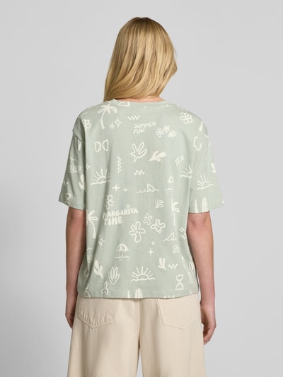 Jake*s Casual T-Shirt mit Allover Muster Mint 5