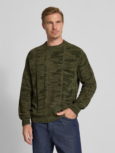 BOSS Orange Regular fit gebreide pullover van katoenmix, model 'KIRESO' Kaki - 4