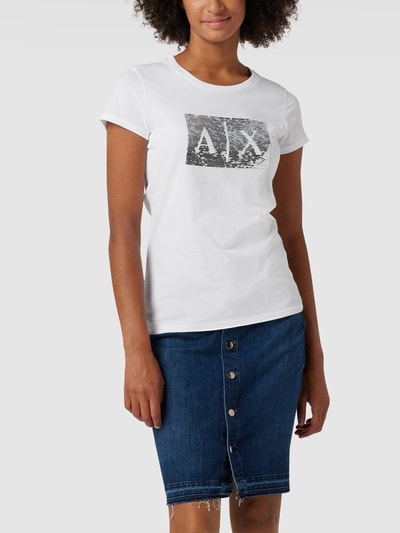 ARMANI EXCHANGE T-Shirt mit Pailletten Weiss 4