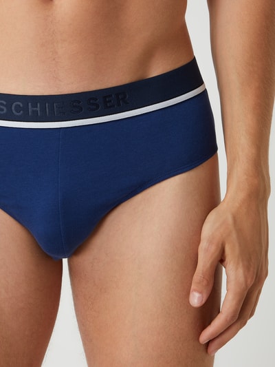 Schiesser Slip met labeldetails, model 'Rio' in een set van 3 stuks Blauw - 2