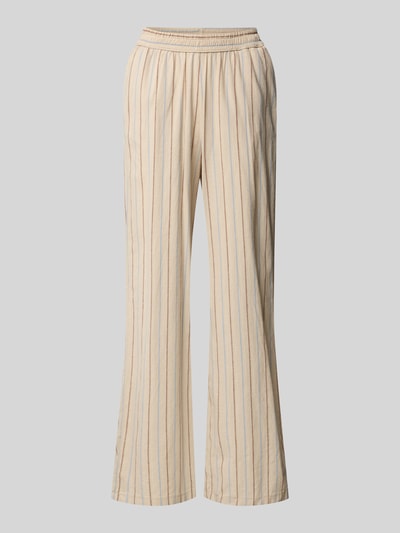 Produktfoto, Wide Leg Pants mit elastischem Bund Modell 'ELLA' von JJXX, beiger Baumwoll-Mix mit feinen vertikalen Streifen, lockere Passform