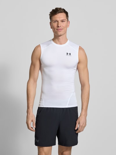 Under Armour Top o kroju slim fit z nadrukiem z logo Biały 4