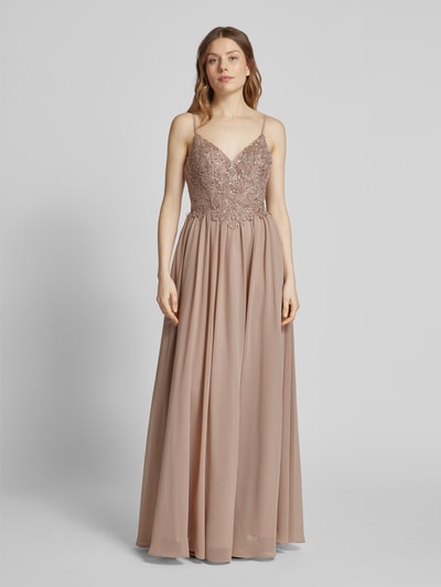 Laona Abendkleid mit V-Ausschnitt Beige 4