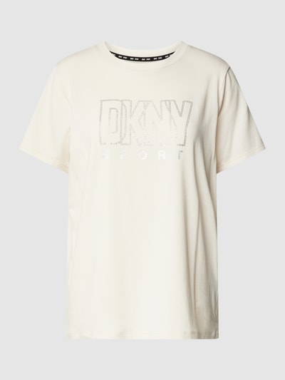 DKNY PERFORMANCE T-shirt zdobiony kamieniami Piaskowy 2