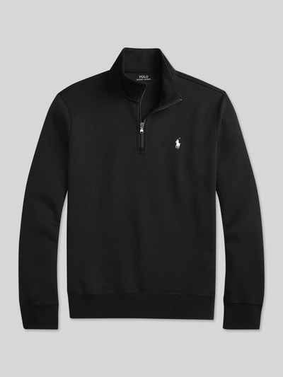 Produktfoto, Regular Fit Sweatshirt aus Baumwoll-Mix von Polo Ralph Lauren, efekt: jednolity kolor, krój regular fit, wyhaftowane logo, kołnierz zapinany, długi rękaw, mieszanka bawełny