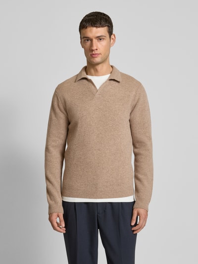 Casual Friday Strickpullover mit gerippten Abschlüssen Modell 'Karl' Camel Melange 4