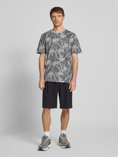 Only & Sons T-Shirt mit geripptem Rundhalsausschnitt Modell 'PERRY' Anthrazit 1