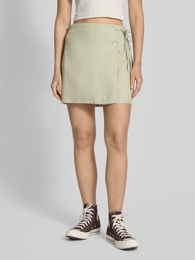 Only Ausgestellter Wickelrock Viskose-Leinen-Mix Modell 'CARO' Oliv 4