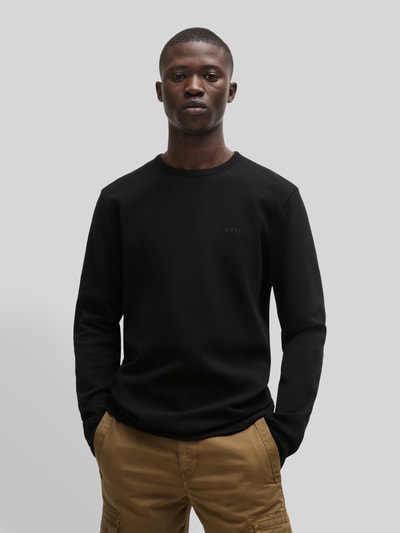 BOSS Orange Regular fit shirt met lange mouwen en wafelstructuur, model 'TEMPESTO' Zwart - 4