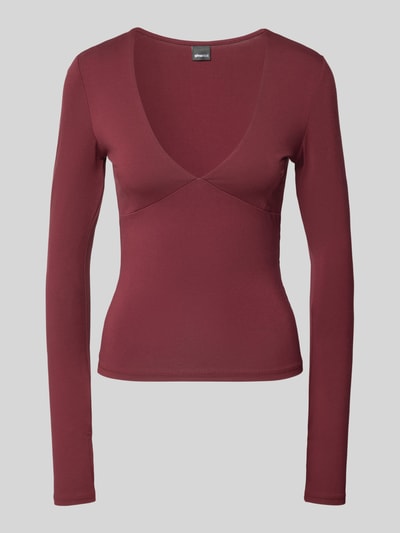 Gina Tricot Shirt met lange mouwen en V-hals Bordeaux - 2