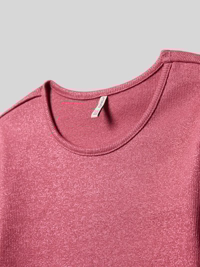 Only Bluzka z długim rękawem o kroju slim fit z mieszanki bawełny model ‘TRINNY’ Brudnoróżowy 2