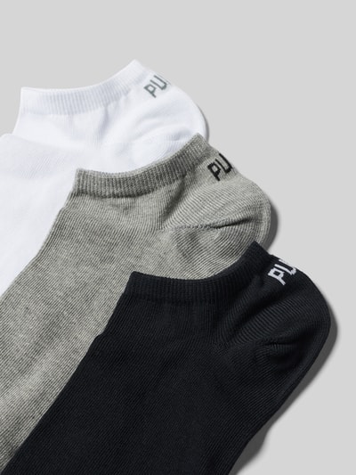 Produktfoto, Sneakersocken mit Logo im 3er-Pack von PUMA in Schwarz, Grau und Weiß, Baumwoll-Mix mit Stretch-Anteil, Körpernahe Passform, Herren