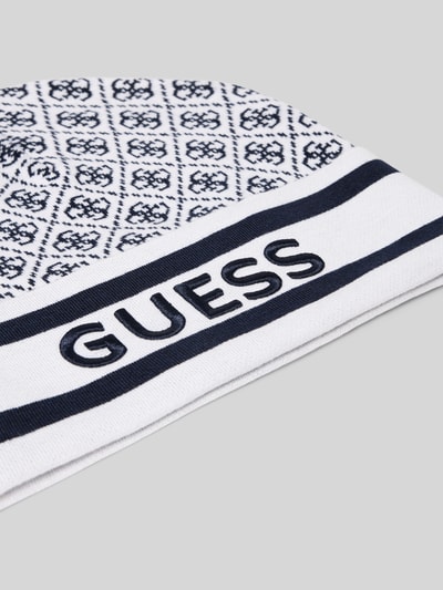 Guess Czapka z dzianiny z wyhaftowanym logo model ‘SEVYN’ Écru 2