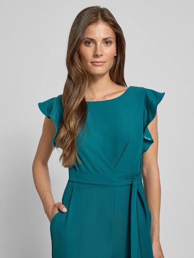 Rinascimento Cocktail-Jumpsuit mit Volants und Bindegürtel Dunkelgruen 3