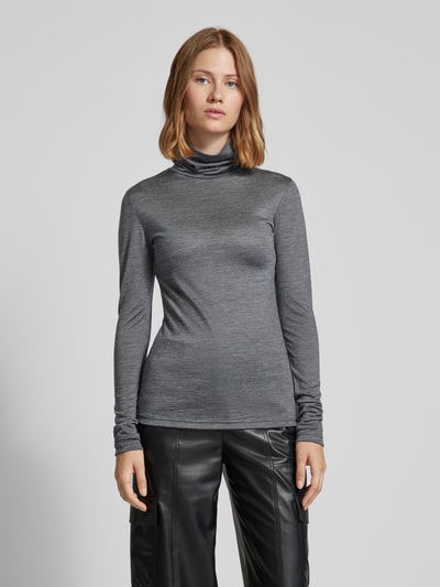 My Essential Wardrobe Longsleeve aus Wolle-Lyocell-Mix mit Rollkragen Anthrazit Melange 4