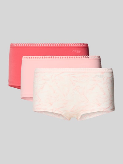 Productfoto, Slim Fit Panties met logo-print Model 'Go Crush' in set van 3 van Sloggi, damespanties van katoenmix, diverse roze tinten, logoprint