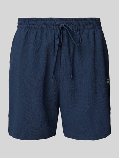 Les Deux Regular fit zwembroek met structuurmotief, model 'Stan' Donkerblauw - 1