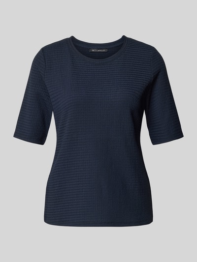 Productfoto, Regular Fit T-shirt met structuurpatroon van Betty Barclay, dames T-shirt, elastische materiaalmix, ronde hals, halflange mouwen, ruglengte maat 36: 58 cm, donkerblauw