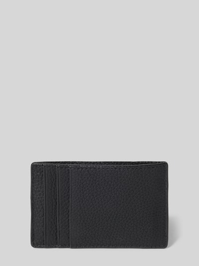 Produktfoto, Kartenetui aus Leder Modell 'HUDSON NOTCHED' von Michael Kors, schwarzes Leder mit strukturierter Oberfläche, mehrere Kartenfächer, Label-Detail.