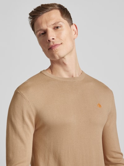 Scotch & Soda Sweter z dzianiny z wyhaftowanym logo Beżowy 3