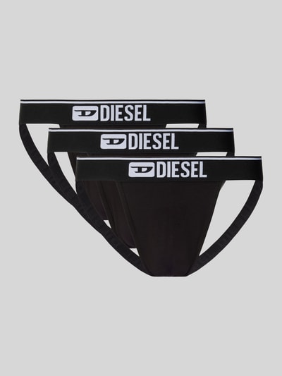 Diesel Jockstrap mit elastischem Label-Bund Modell 'UMBR' im 3er-Pack Black 1