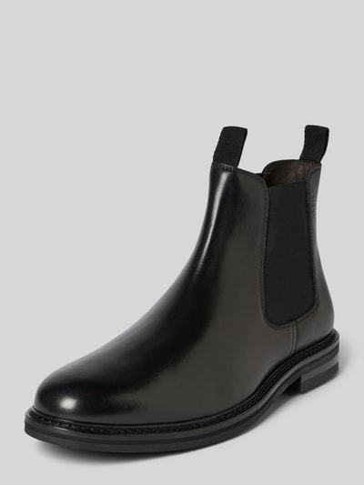 DIGEL Chelsea boots van leer met elastische inzetten, model 'Santosh' Zwart - 1