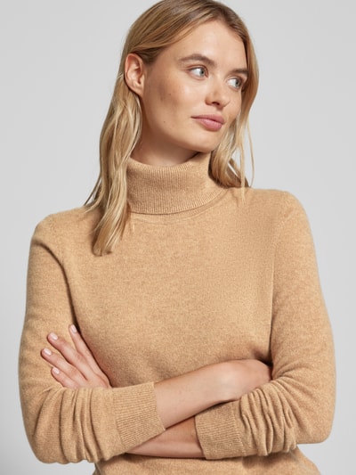 Christian Berg Woman Rollkragenpullover mit gerippten Abschlüssen Camel 3