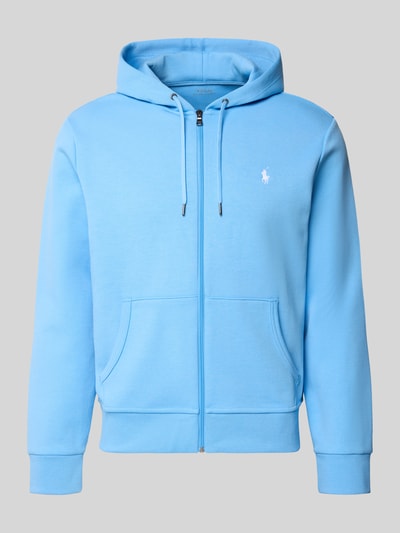 Produktfoto, Regular Fit Sweatjacke aus Baumwoll-Mix von Polo Ralph Lauren, jasnoniebieski, krój regular fit, logo, kaptur z troczkiem, długi rękaw