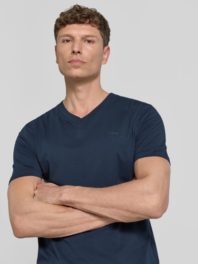 s.Oliver RED LABEL męski t-shirt o kroju regular fit z czystej bawełny Granatowy 3