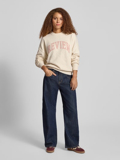 Review Oversized gebreide pullover met ronde hals Offwhite gemêleerd - 1