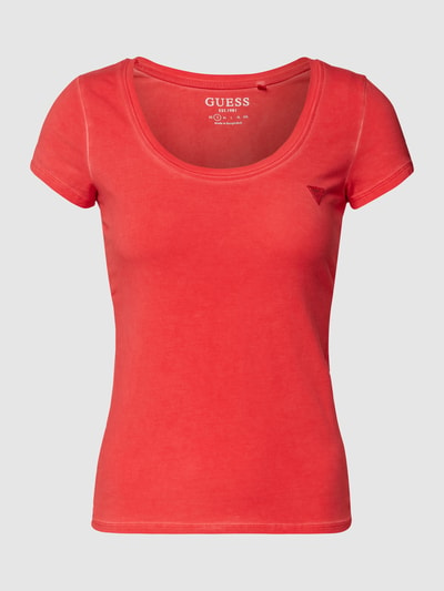 Guess T-Shirt mit U-Ausschnitt Rot 2