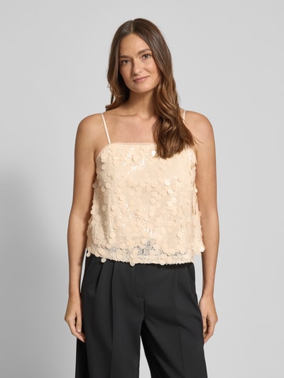 Jake*s Collection Top na ramiączkach z cekinami Écru 4