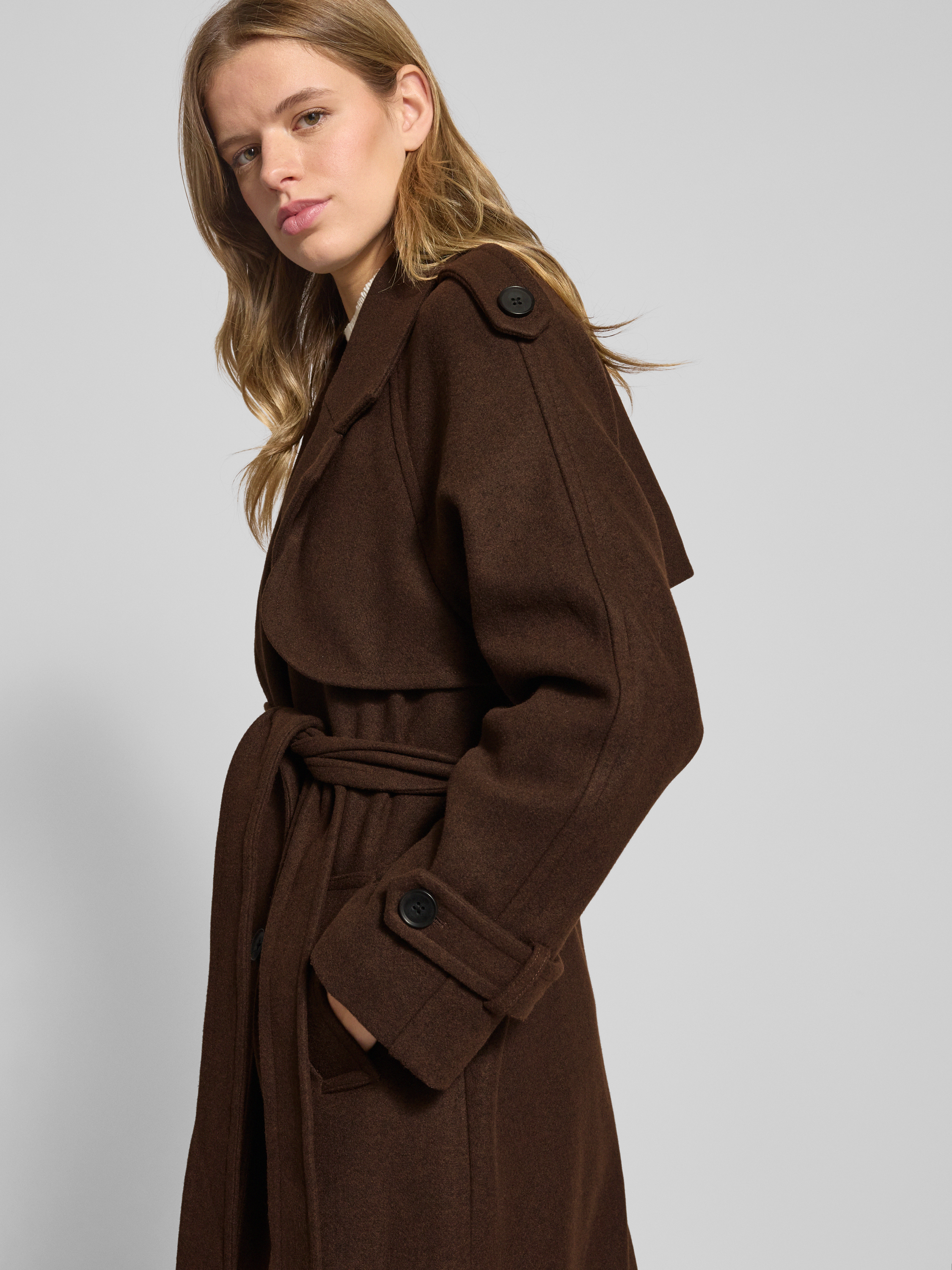 Only Płaszcz o kroju regular fit z kołnierzem z połami model ‘DEAR-TRILLION’ Czekoladowy melanż 3