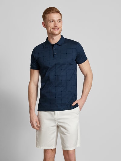 JOOP! Collection Poloshirt met structuurmotief, model 'Phelan' Marineblauw - 4