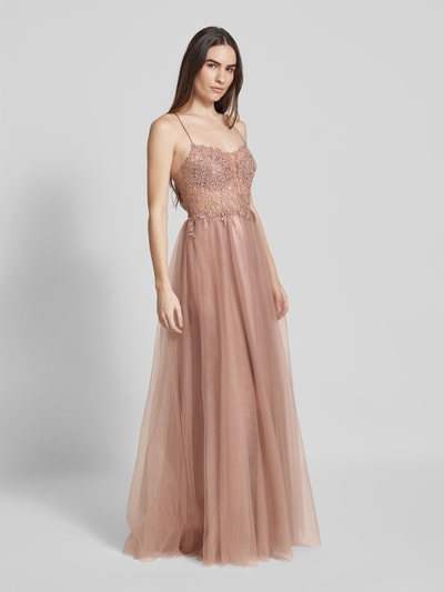 V.M. Abendkleid mit Spitzenbesatz Rose 1