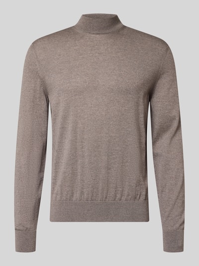 Produktfoto, Regular Fit Pullover aus reiner Schurwolle Modell 'Bjarno' von BOSS in meliertem Beige, feine Strickstruktur, Herren Pullover von BOSS