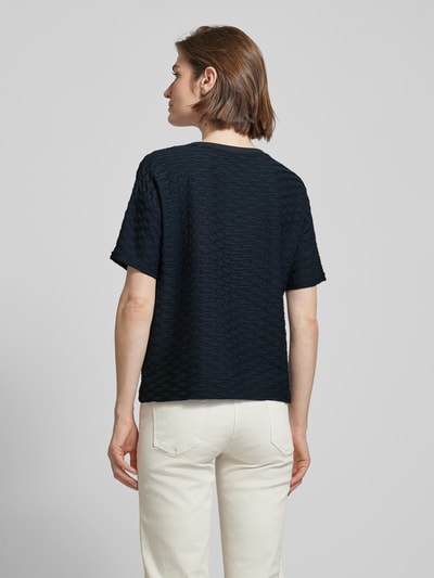 OPUS T-shirt met structuurmotief, model 'Sellona' Marineblauw - 5