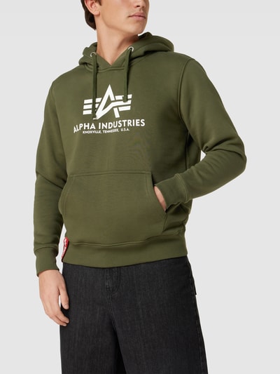 Alpha Industries Hoodie met logoprint Donkergroen - 4