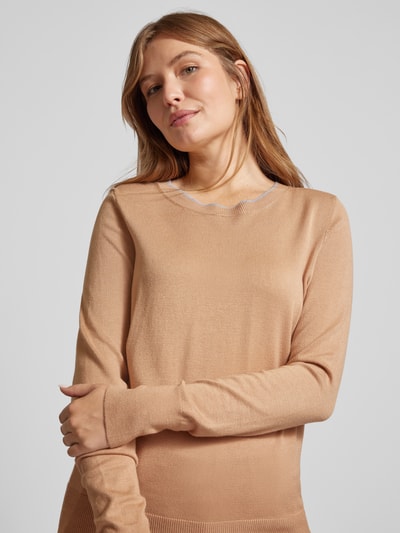 Christian Berg Woman Gebreide pullover met ronde hals Camel gemêleerd - 3