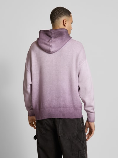 REVIEW Strickhoodie mit Label-Stitching Aubergine 5