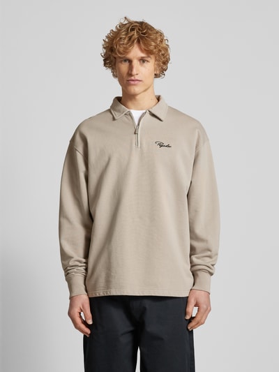 Pegador Oversized Poloshirt mit Label-Stitching Modell 'SIGNAR TERRY' Taupe 4