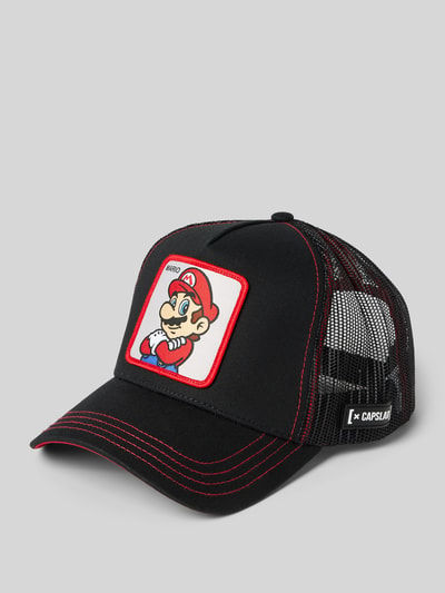 Capslab Trucker-pet met motiefpatch, model 'casquette' Zwart - 1