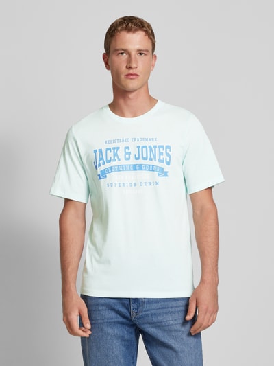 Jack & Jones T-shirt met labelprint Lichtblauw gemêleerd - 4