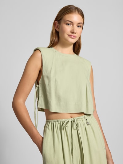 LeGer by Lena Gercke Crop Top aus Viskose-Leinen-Mix mit seitlicher Schnürung Schilf 3