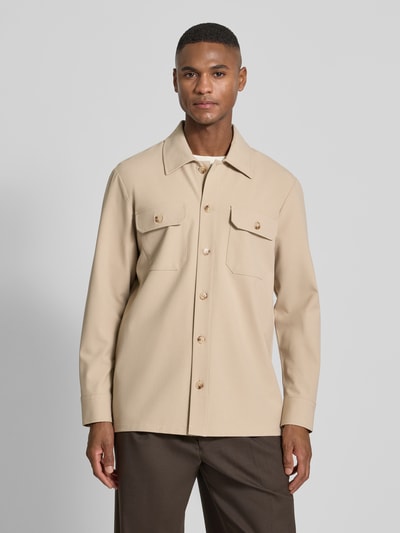 Matinique Regular fit overhemdjack met kentkraag, model 'Damo' Beige - 4