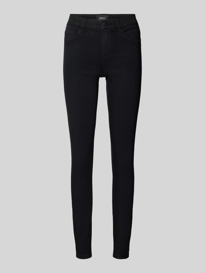 Produktfoto, czarne Coloured Skinny Fit Jeans od ONLY, damskie, 5 kieszeni, elastyczna mieszanka wiskozy, bawełny i stretchu, model Rain.