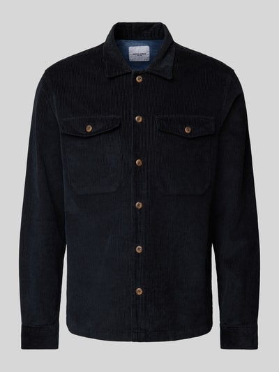 Jack & Jones Regular fit ribcordoverhemd met paspelzakken op de borst, model 'EDDIE' Zwart - 2