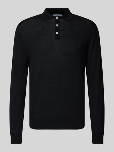 Manuel Ritz Regular fit poloshirt van scheerwol Zwart - 2