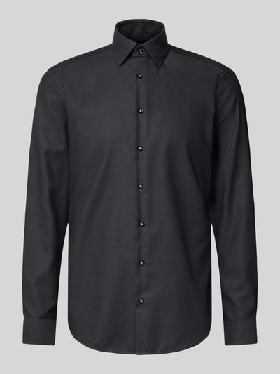 Christian Berg Men Regular Fit Business-Hemd aus reiner Baumwolle mit Kentkragen Anthrazit 2