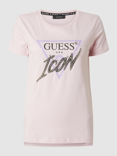 Guess T-Shirt mit Strasssteinen Rosa 1